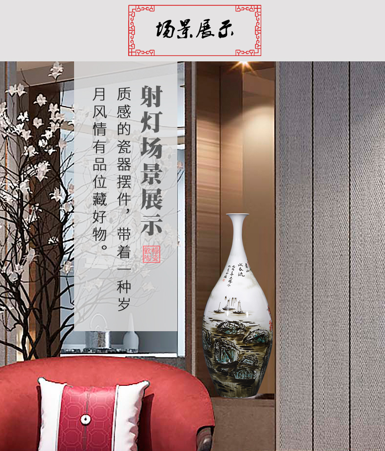 Jingdezhen ceramics vase famous hand - made under glaze color Chinese rural style home sitting room adornment is placed