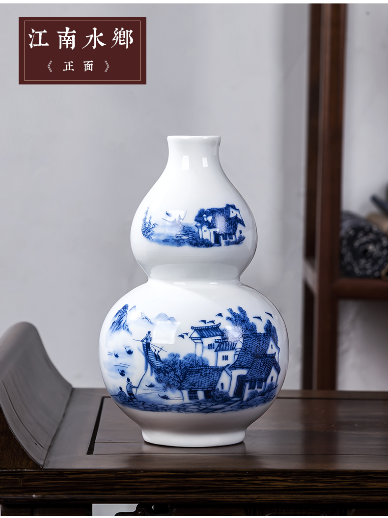 Jingdezhen blue and white porcelain vases, new Chinese style household ceramics from the sitting room the dried hydroponic flower arranging the gourd bottle furnishing articles