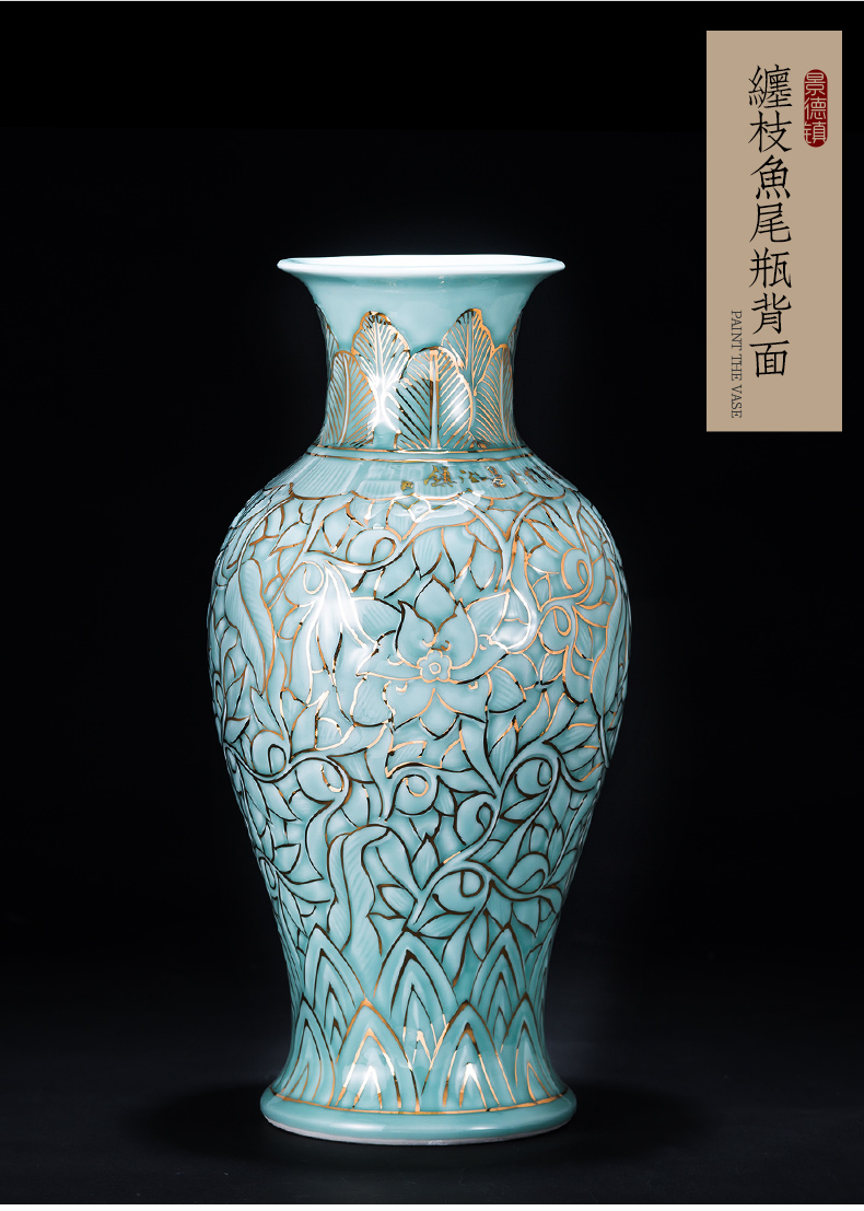 Jingdezhen ceramic hand - made paint the design of new Chinese vase furnishing articles sitting room flower arranging rich ancient frame decorative arts and crafts