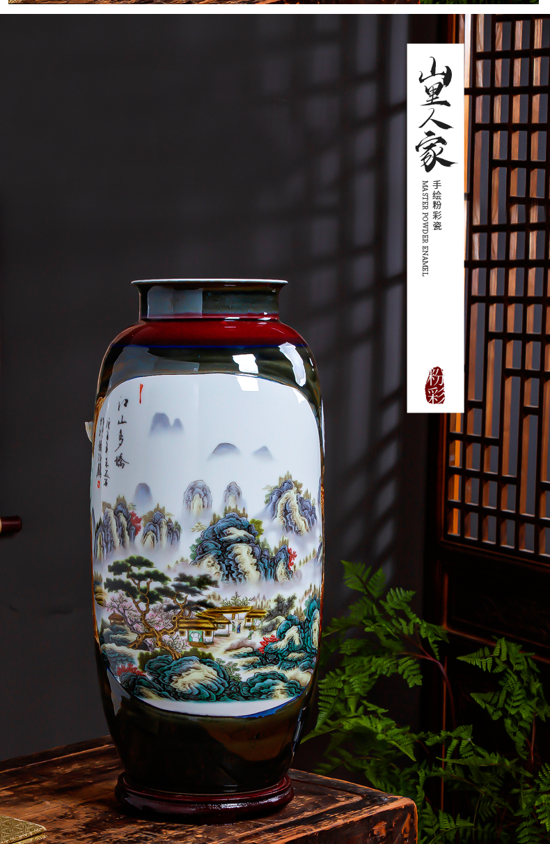 Jingdezhen ceramic vase furnishing articles household act the role ofing is tasted wine rich ancient frame of Chinese style restoring ancient ways large famous hand - made the sitting room