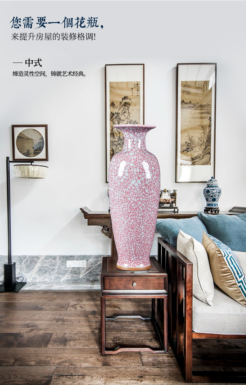 Jingdezhen ceramics vase furnishing articles guanyao open piece of crack Chinese flower arranging archaize home sitting room adornment c6