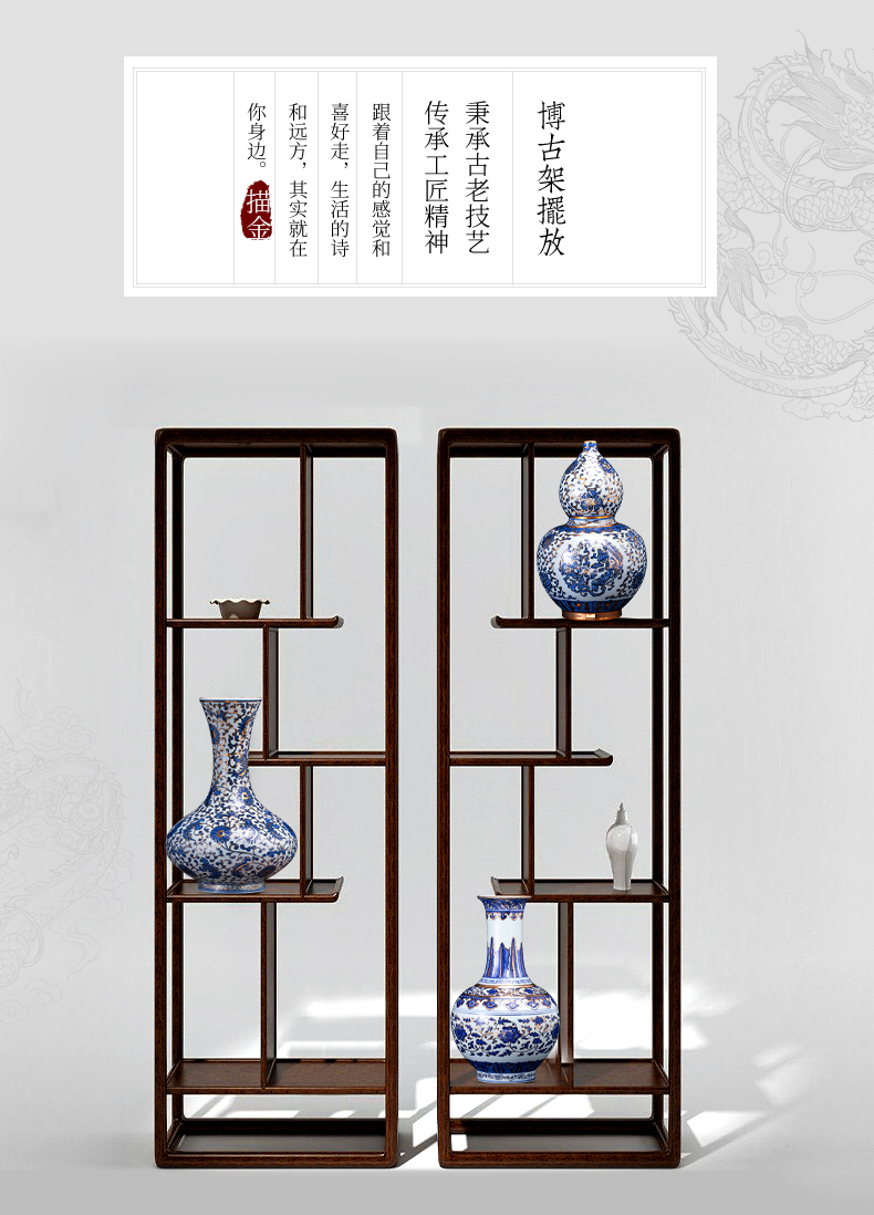 Jingdezhen ceramic antique hand - made paint new Chinese style living room blue and white porcelain vase rich ancient frame decorative porcelain furnishing articles