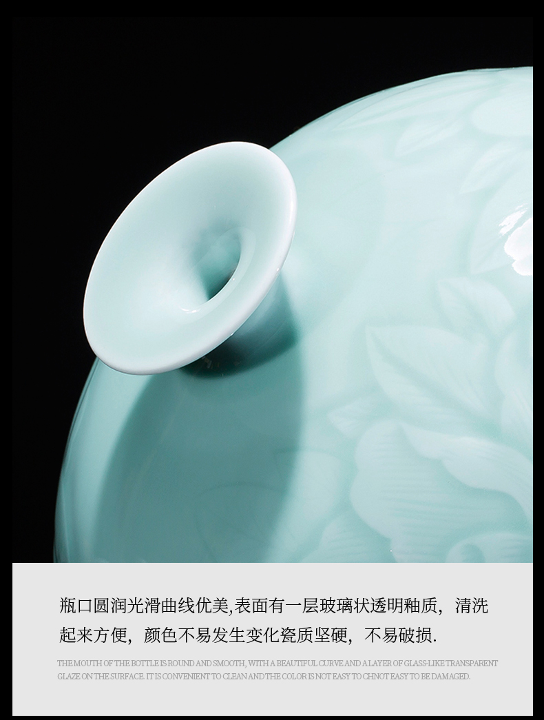 Jingdezhen ceramics vase furnishing articles flower arranging blue glaze pomegranate bottles of new Chinese style household rich ancient frame sitting room adornment