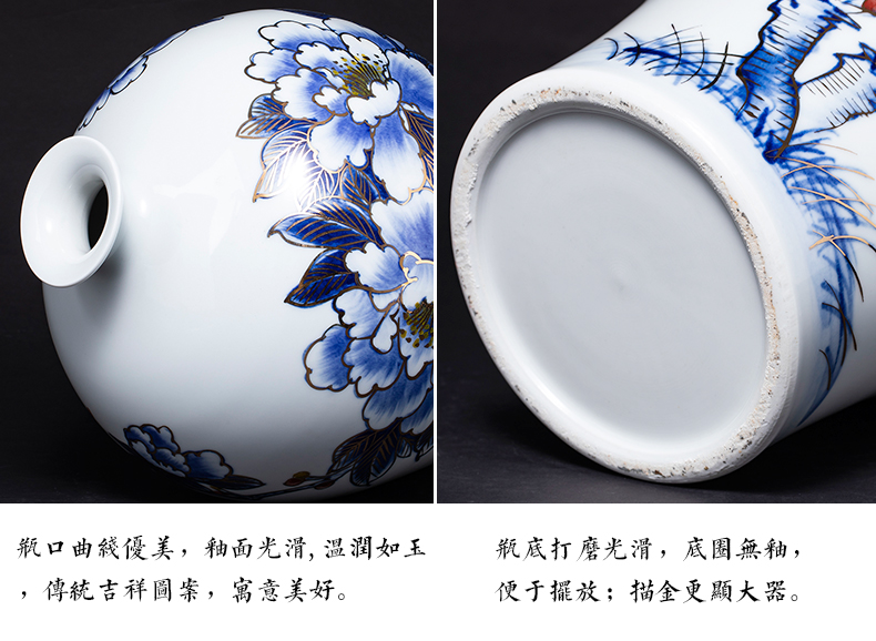 The Master of jingdezhen ceramics hand - made of blue and white porcelain vases, flower arrangement sitting room of Chinese style decoration gifts TV ark, furnishing articles