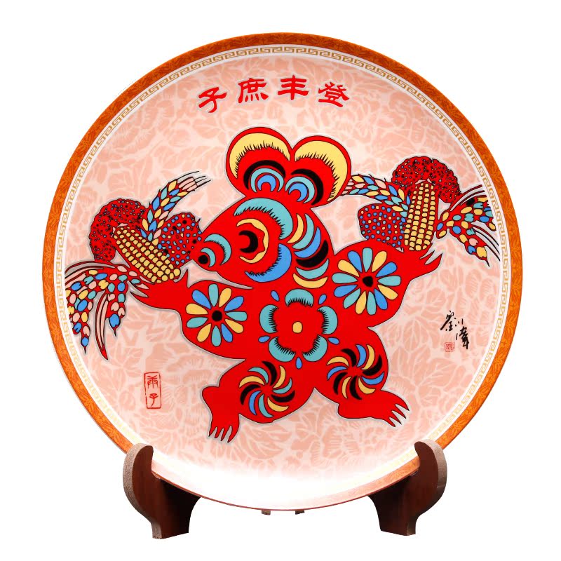Jingdezhen ceramics decoration plate of new Chinese style household rich ancient frame hang dish sitting room office handicraft furnishing articles