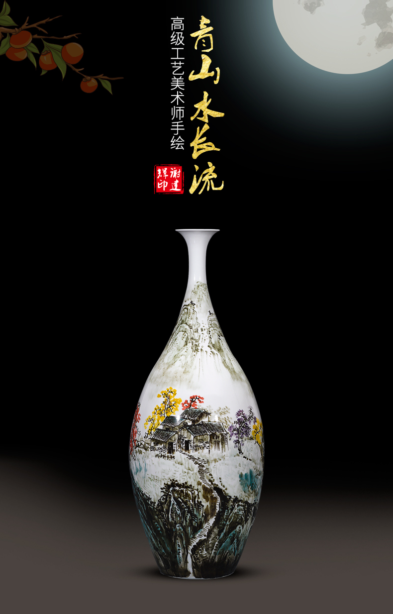 Jingdezhen ceramics vase famous hand - made under glaze color Chinese rural style home sitting room adornment is placed