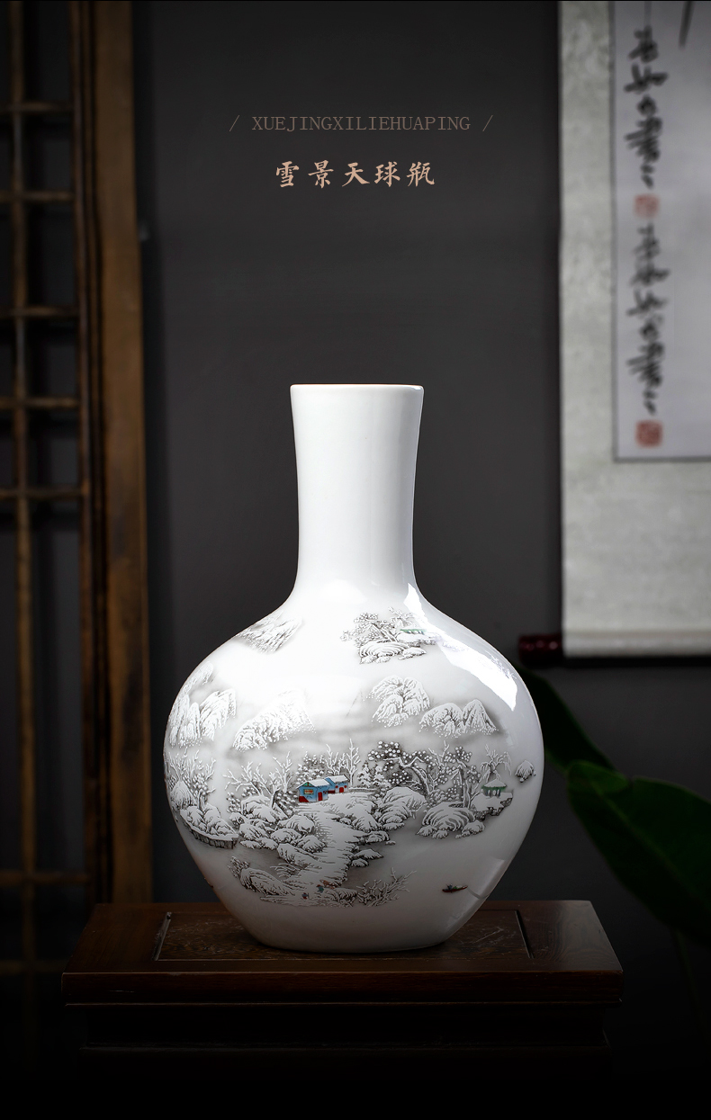 Jingdezhen ceramics vase snow large vases, flower arranging new sitting room of Chinese style household act the role ofing is tasted TV ark, furnishing articles