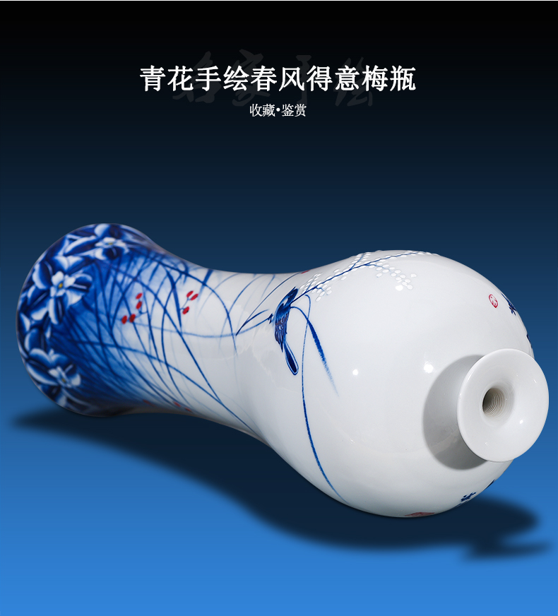 Jingdezhen ceramics furnishing articles hand - made large blue and white porcelain vases, flower arrangement sitting room of Chinese style household decorations Chinese wind