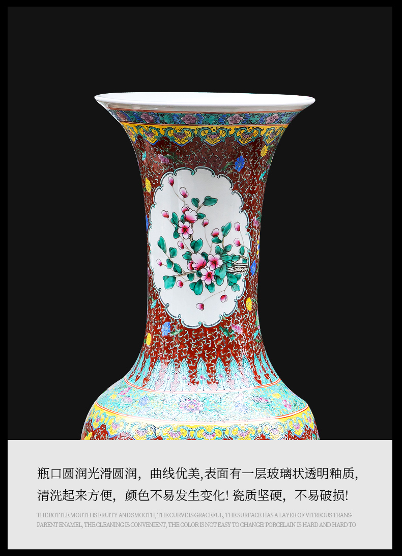 Jingdezhen ceramics hand - made pastel of large vase hotel furnishing articles sitting room of Chinese style household decorations study