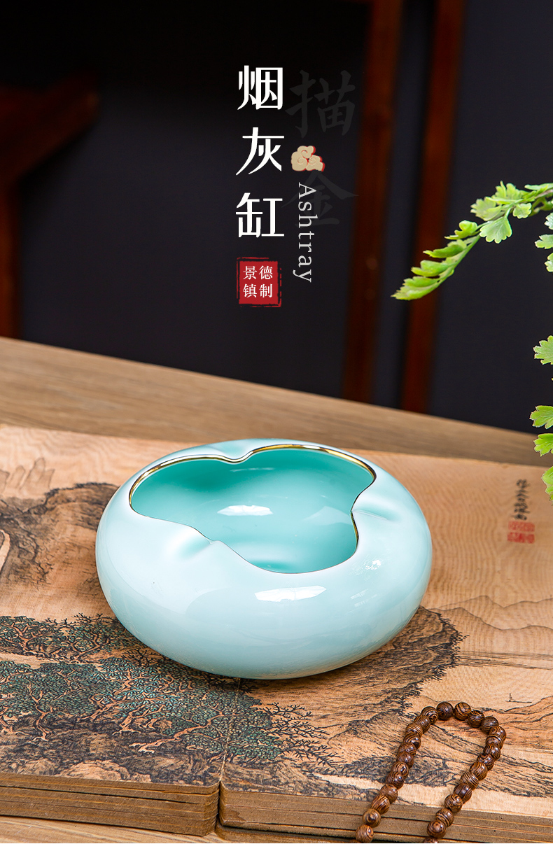 Jingdezhen ceramic fuels the ashtray household of Chinese style living room office copy of fly ash creative move trend