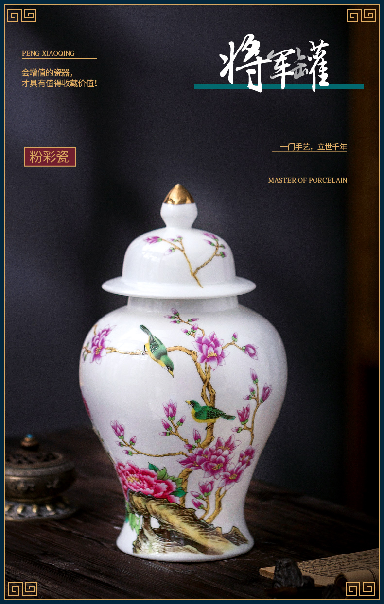 Jingdezhen ceramic vase furnishing articles of Chinese style white hand draw the general pot of home sitting room rich ancient frame porch decoration