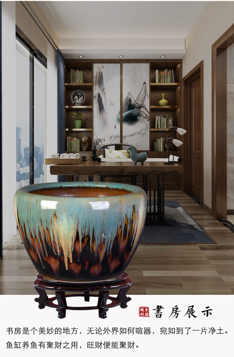 Jingdezhen ceramic checking out sharply glaze up tank large goldfish bowl lotus basin bowl lotus lotus cylinder cylinder tortoise