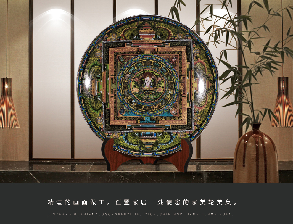 Jingdezhen ceramic decoration plate of new Chinese style living room TV cabinet decoration creative household furnishing articles wine crafts