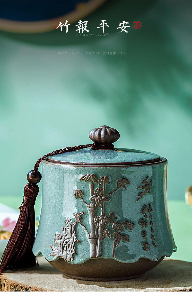 The elder brother of The jingdezhen up ceramic tea pot seal pot half jins to small portable crack glaze carving home store POTS