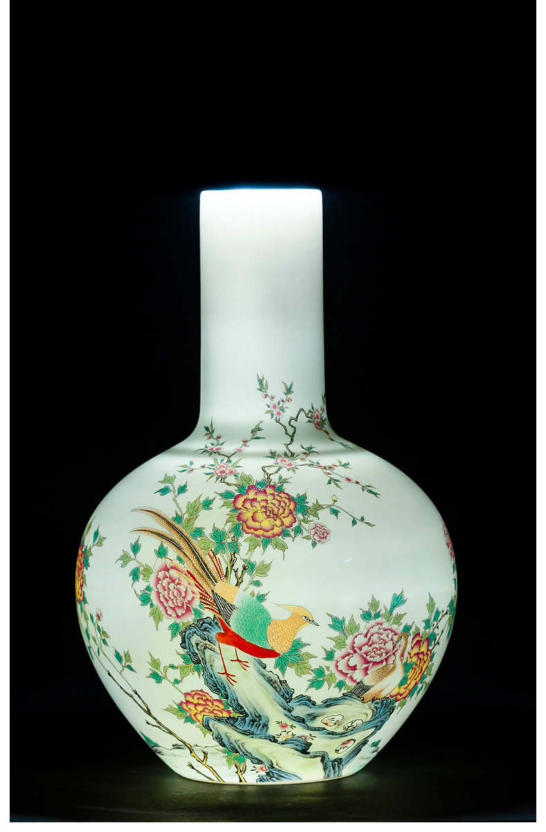 Jingdezhen ceramic vase furnishing articles pastel thin body new Chinese flower arranging to restore ancient ways small rich ancient frame sitting room adornment