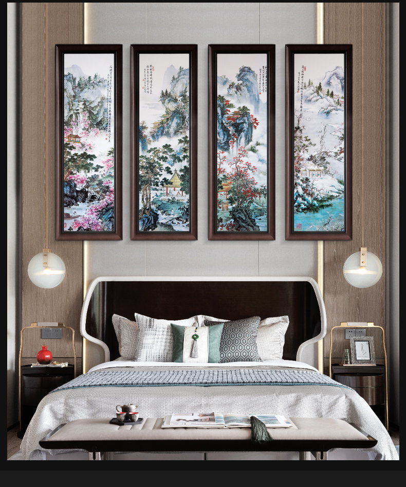 Jingdezhen porcelain plate painting ceramic painting landscape corridor of new Chinese style dining - room sitting room adornment sofa setting wall hang a picture