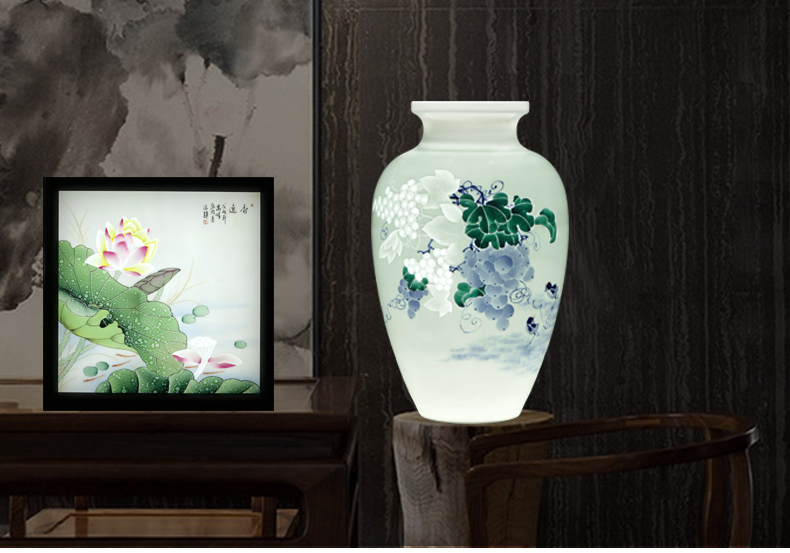 Jingdezhen ceramic decoration XiangYuan hang a picture to arts and crafts porcelain plate painting murals of the study of new Chinese style office lotus