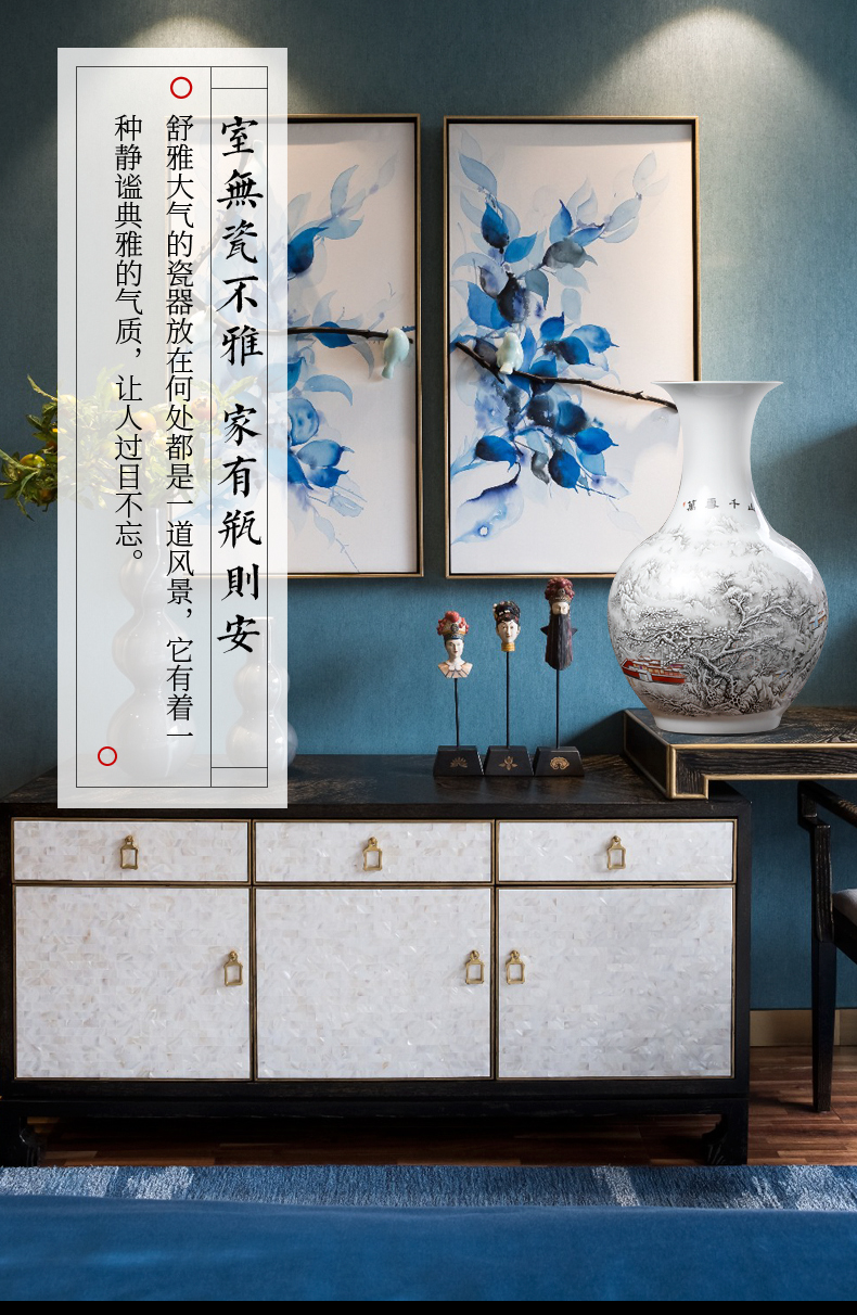 Jingdezhen ceramics vase snow large vases, flower arranging new sitting room of Chinese style household act the role ofing is tasted TV ark, furnishing articles