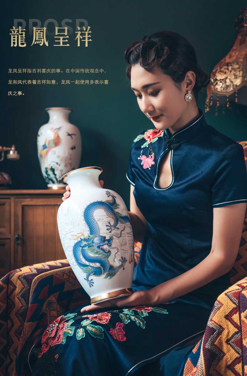 Jingdezhen ceramics vase famous master hand draw pastel in extremely good fortune of the sitting room adornment of new Chinese style furnishing articles