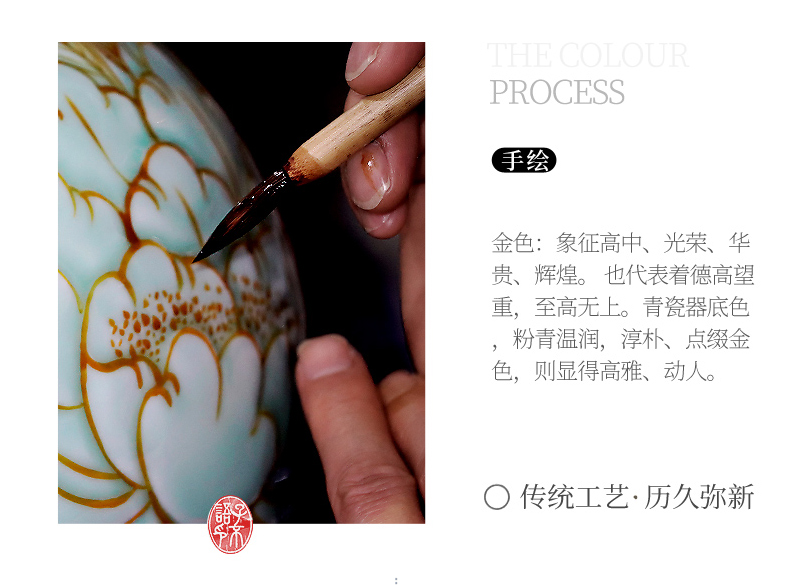 The Master of jingdezhen ceramics shadow hand the see colour blue vase household of Chinese style living room gourd bottle act the role ofing is tasted furnishing articles