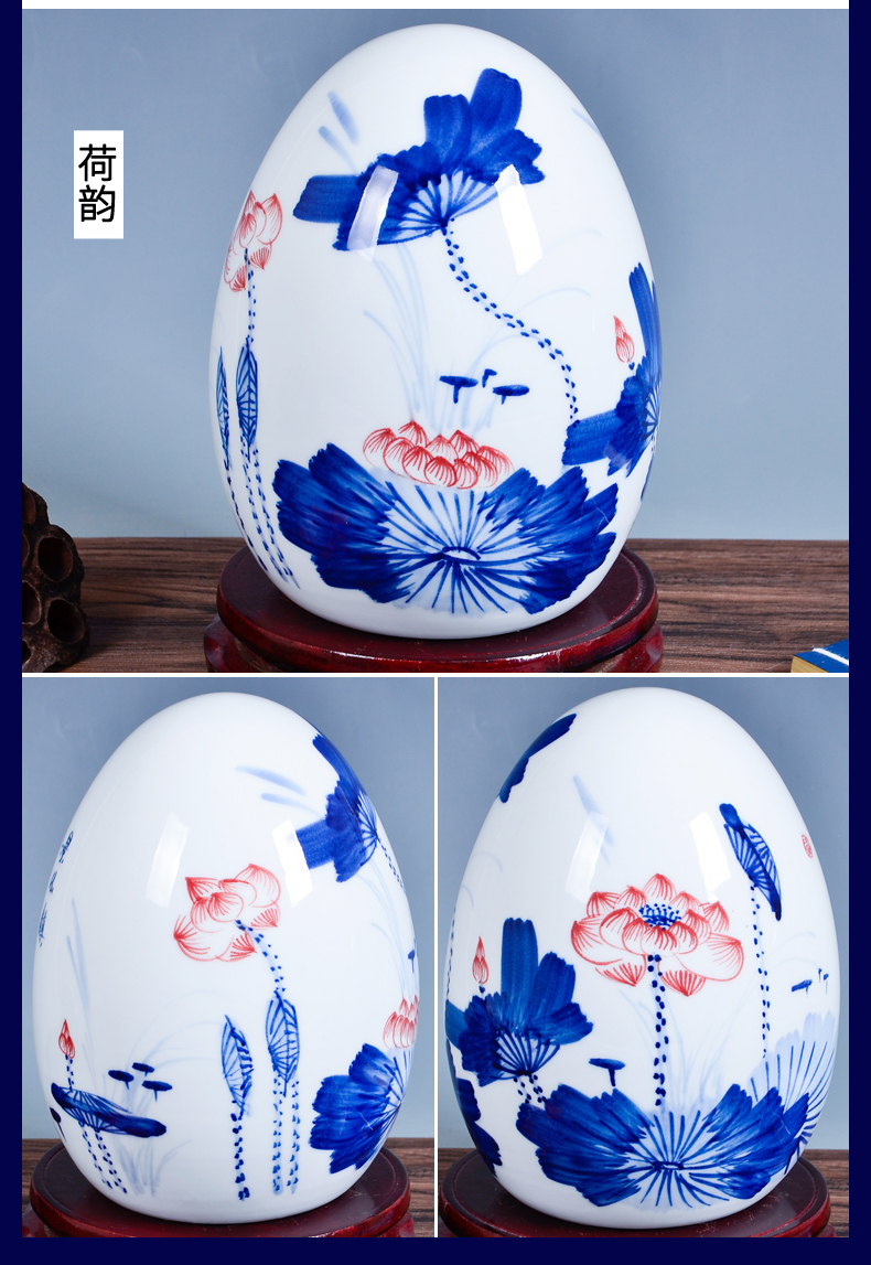 Jingdezhen ceramics hand - made scenery of blue and white porcelain egg furnishing articles crafts home rich ancient frame sitting room adornment