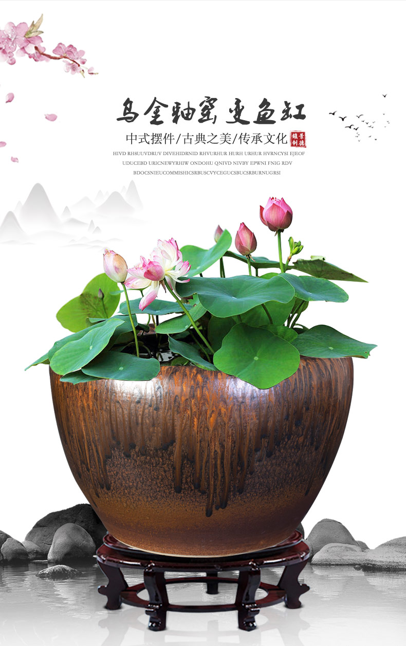 Jingdezhen ceramic checking out sharply glaze up tank large goldfish bowl lotus basin bowl lotus lotus cylinder cylinder tortoise