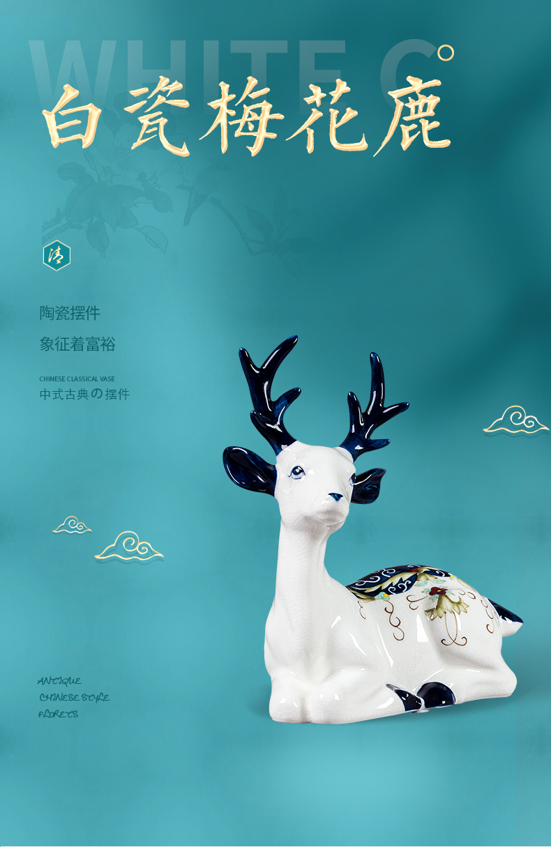 White porcelain of jingdezhen ceramics sika deer furnishing articles of Chinese style household act the role ofing is tasted the sitting room decorate the study creative decoration