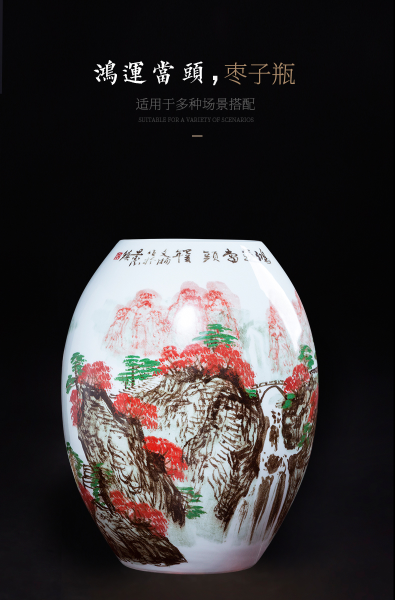 Jingdezhen ceramics hand - made enamel vase large living room TV cabinet decoration of Chinese style household furnishing articles bottle