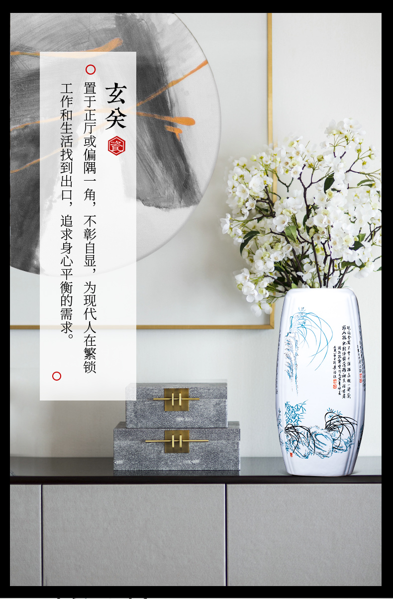 Jingdezhen ceramics rich ancient frame floret bottle of flower arranging dried flowers lucky bamboo Chinese style home sitting room adornment is placed