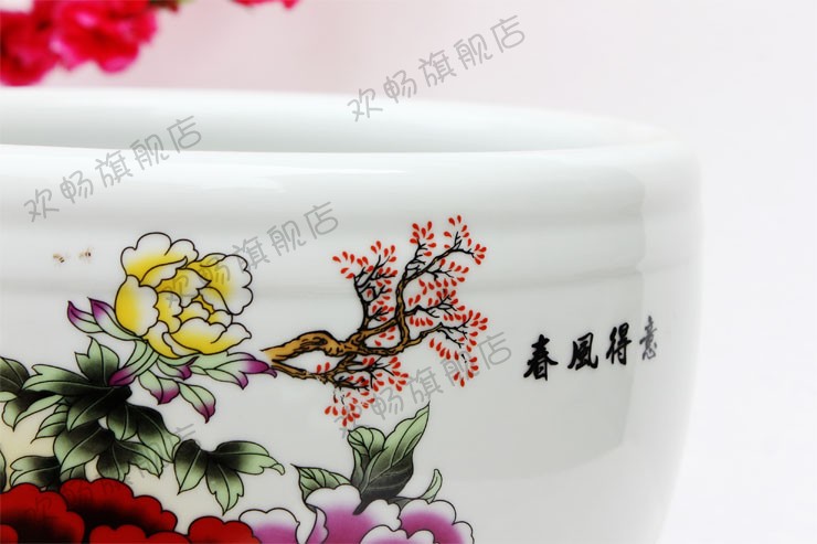 Yg12 jingdezhen chinaware lotus basin tortoise cylinder fish bowl lotus in the goldfish bowl flowerpot