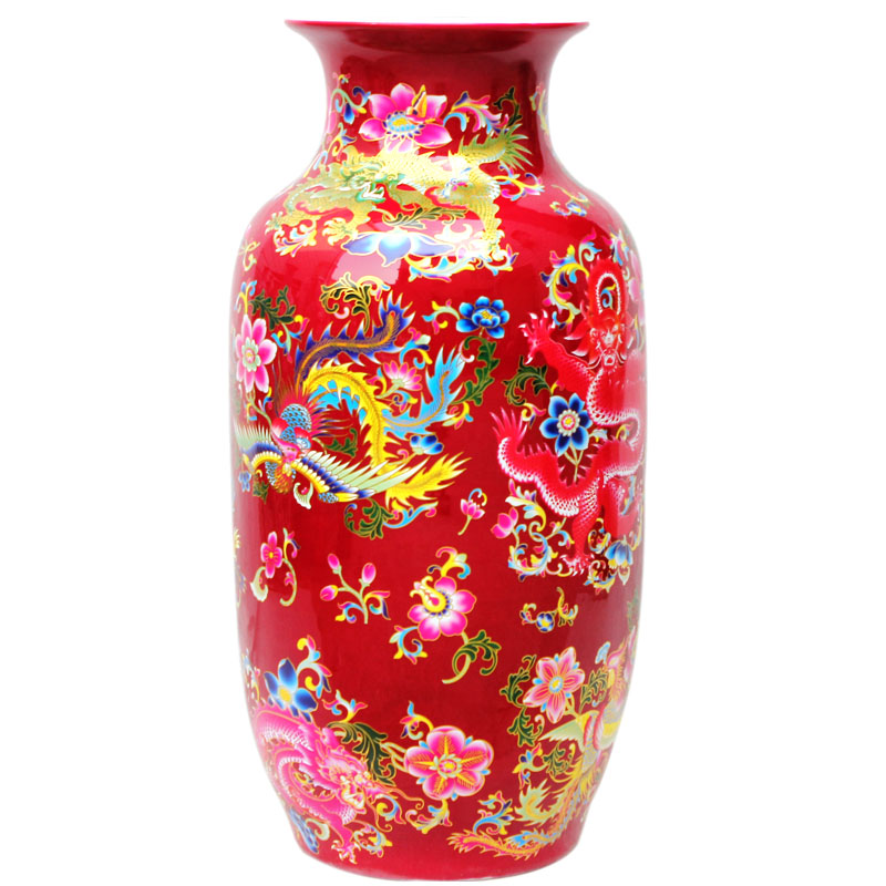 High aj45 jingdezhen ceramics vase furnishing articles in extremely good fortune sitting room ground large Chinese style household decoration