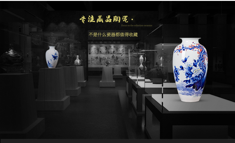 Jingdezhen ceramics by pure manual hand - made of blue and white porcelain vases, new Chinese style living room decorations furnishing articles present