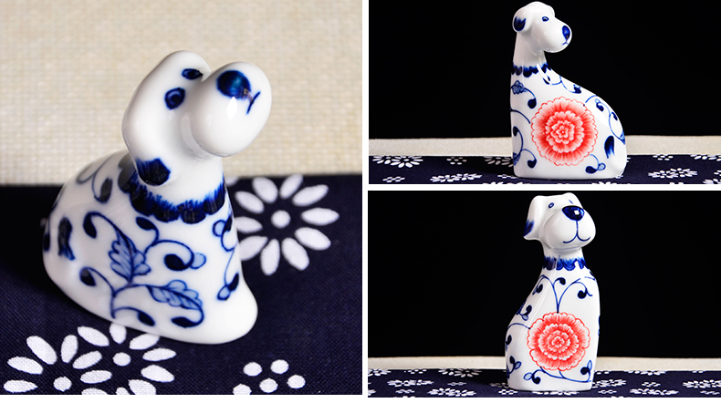 Blue and white porcelain of jingdezhen ceramics animal furnishing articles household act the role ofing is tasted creative living room TV cabinet decoration decoration