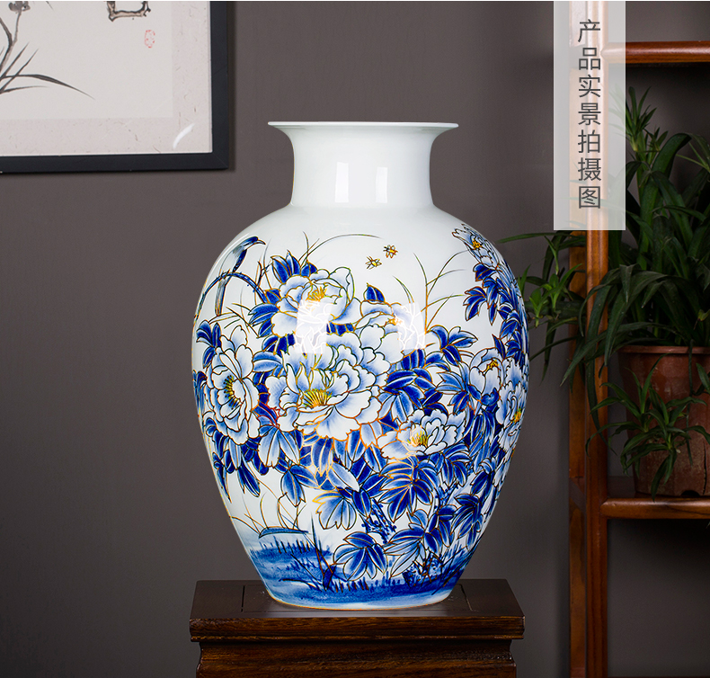 Jingdezhen ceramics hand - made paint peony vases, flower arranging new Chinese style home sitting room adornment porch place