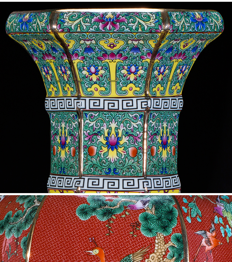 Archaize of jingdezhen ceramics powder enamel vase imitation qianlong year Chinese style classical Angle of the sitting room what adornment furnishing articles