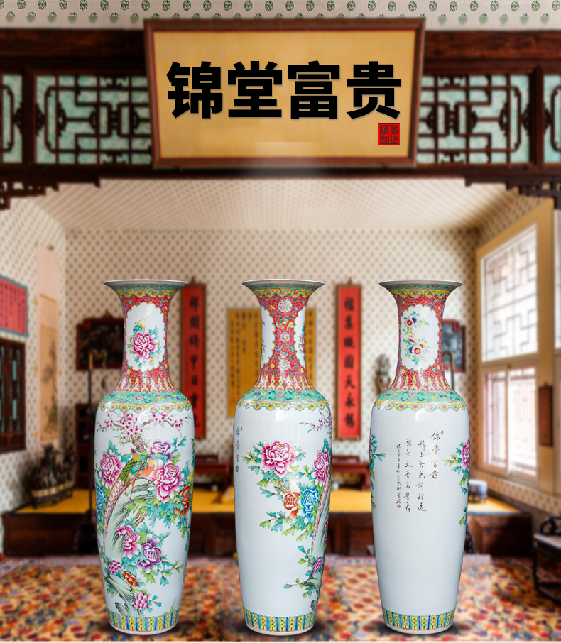 Archaize of jingdezhen ceramics powder enamel of large vases, classical Chinese style living room decorations beside the TV ark, furnishing articles