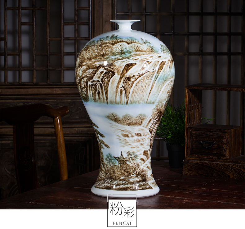 Jingdezhen ceramic antique color ink famous hand - made vases bonanza Chinese style home sitting room adornment is placed