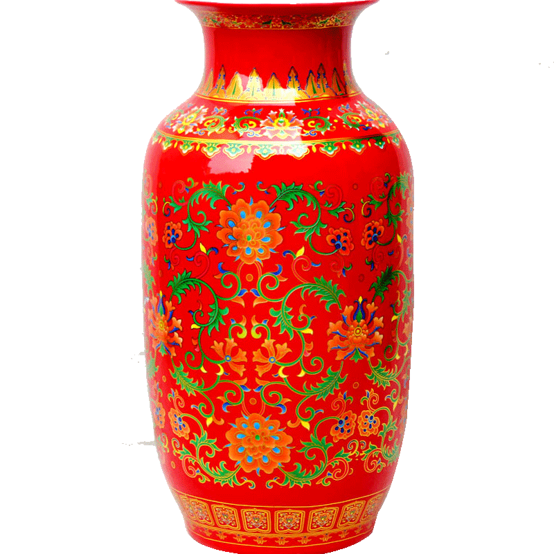 Jingdezhen ceramics China red vase furnishing articles household act the role ofing is tasted Chinese style porch decoration process large living room