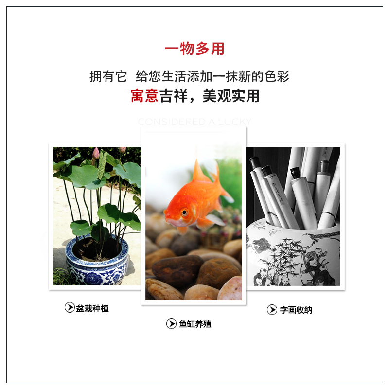 Pure hand draw blue and white porcelain of jingdezhen ceramic aquarium heavy large fish bowl courtyard gardens furnishing articles geomancy fortune