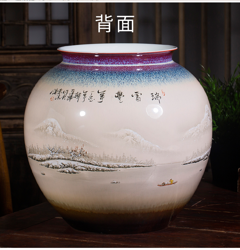 Archaize of jingdezhen ceramic famille rose by hand - made pot - bellied vase sitting room porch decoration of Chinese style household furnishing articles