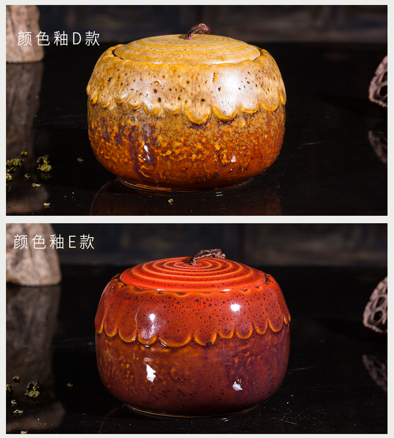 Jingdezhen ceramic color glaze sealing caddy fixings household storage jar puer tea with half a catty large promotion