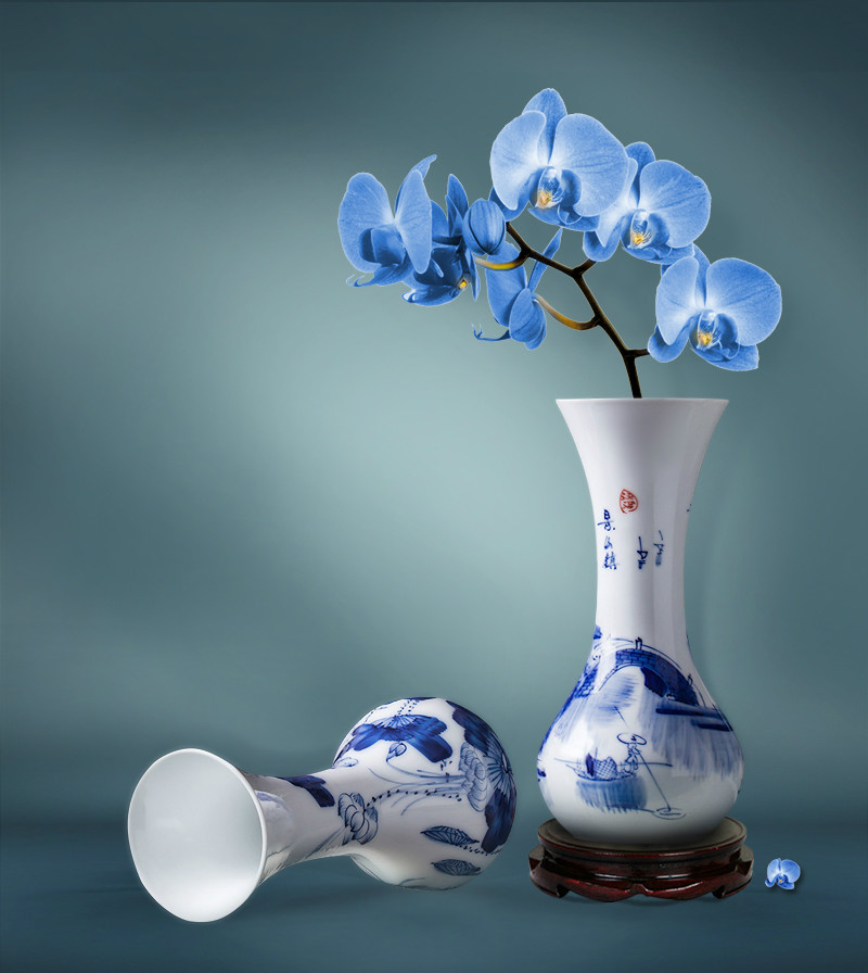 Blue and white porcelain of jingdezhen ceramics floret bottle hydroponic lucky bamboo flower arrangement home sitting room adornment rich ancient frame furnishing articles