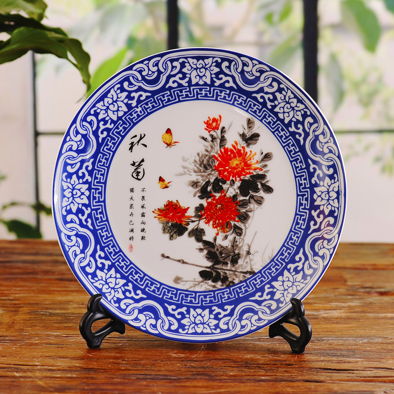 Ye04 jingdezhen ceramics decoration plate hanging dish sitting room TV ark, wine ark, adornment furnishing articles by patterns