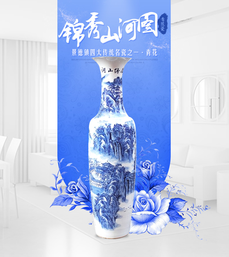 Ch - y1 jingdezhen ceramics of large blue and white porcelain vase landscape splendid sunvo sitting room adornment is placed