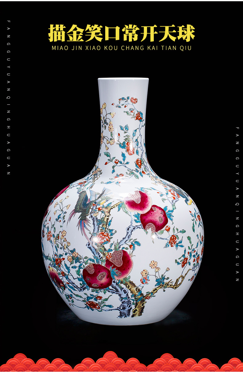 Jingdezhen chinaware paint antique vase furnishing articles of Chinese style classical decoration decoration rich ancient frame large living room