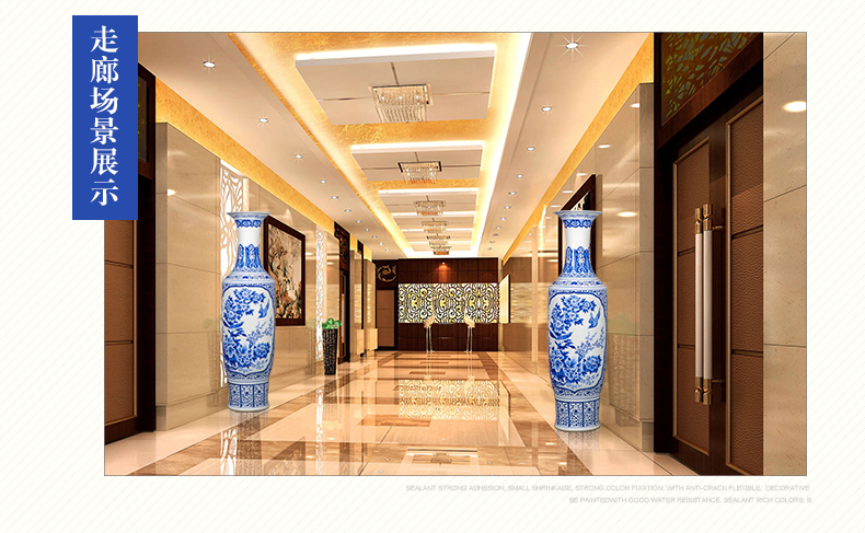 Large living room hand - made of blue and white porcelain of jingdezhen ceramics of Large vases, Chinese style household adornment hotel decoration