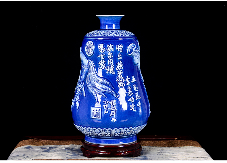 Jingdezhen ceramics hand carved vase li bai will be Chinese style porch decoration crafts are sitting room into the wine