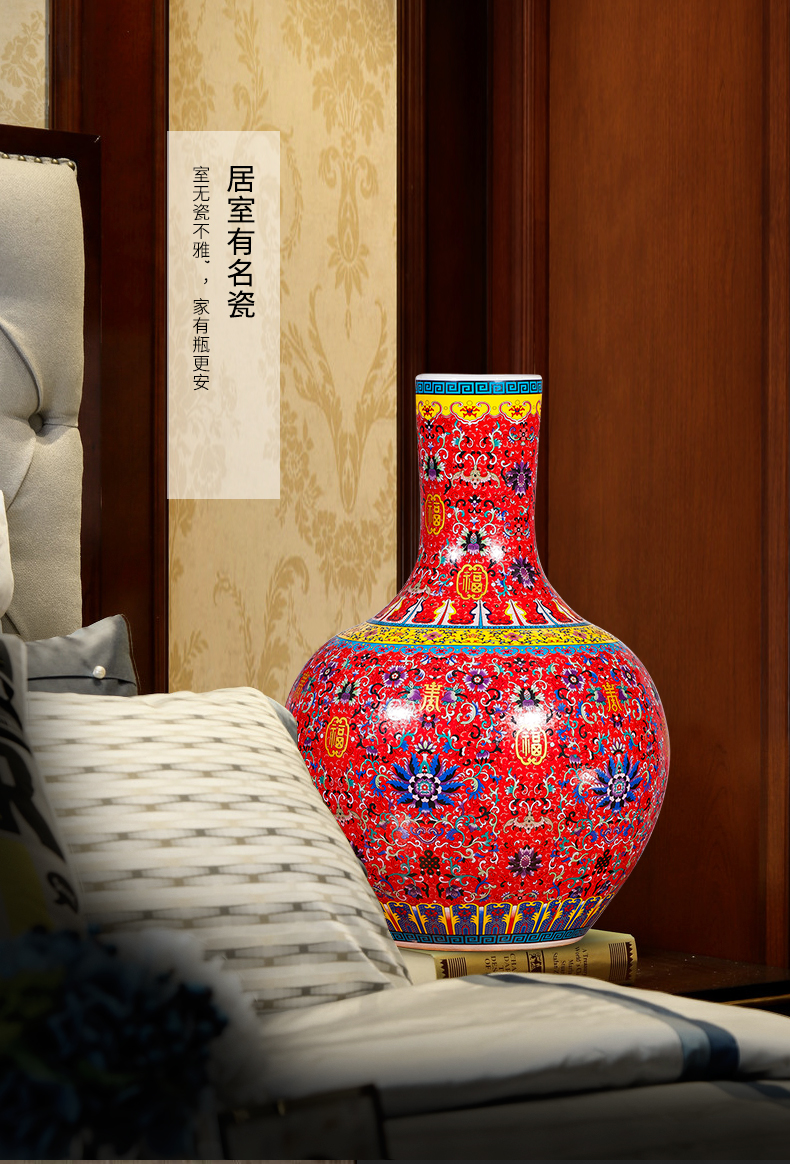 Jingdezhen ceramics dried flowers of large vases, flower arrangement home sitting room adornment high place large handicraft