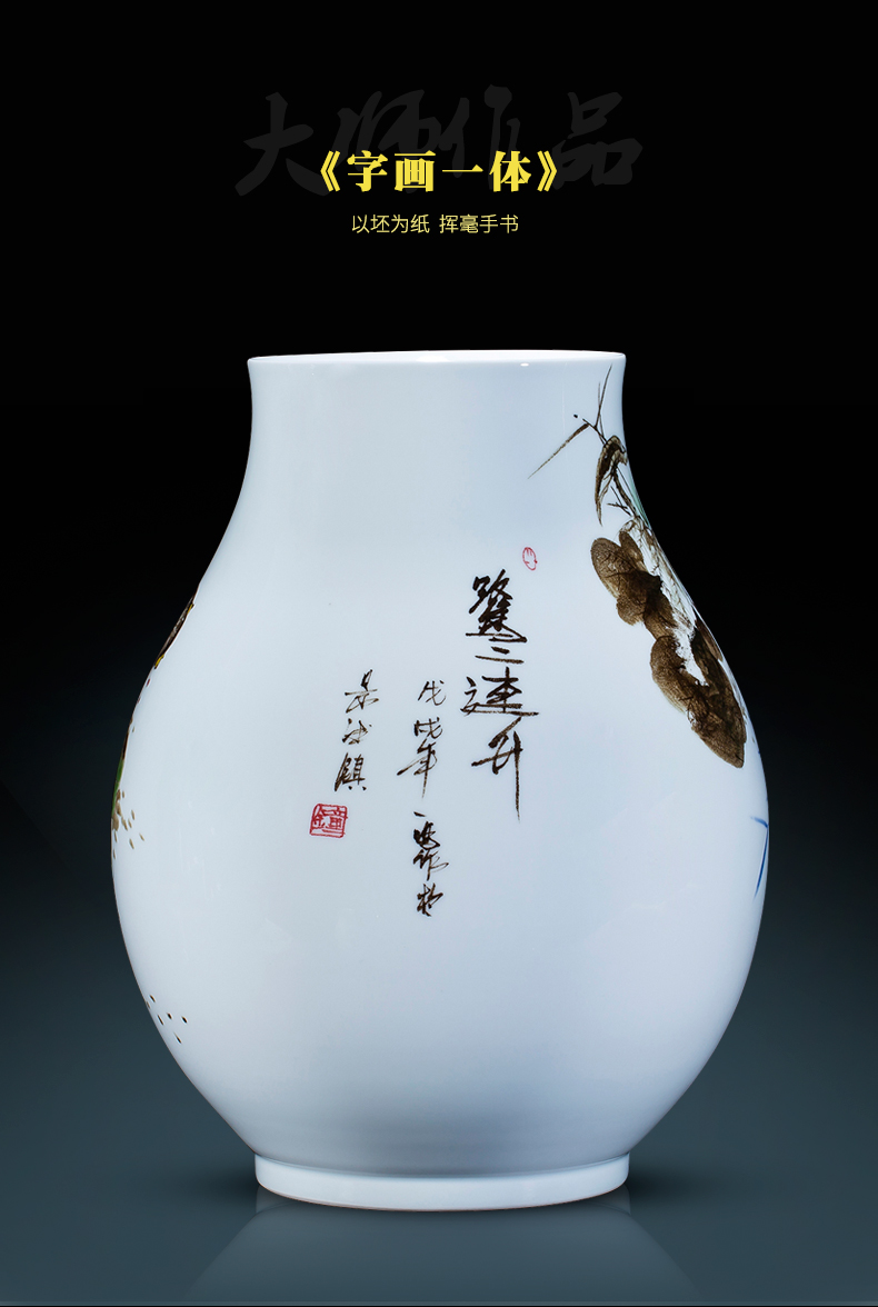 Jingdezhen famous master hand - made ceramics up vases, flower arrangement of modern Chinese style adornment is placed large living room