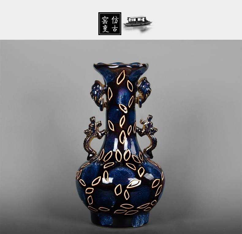 Jingdezhen ceramics up vase archaize creative Chinese style household adornment handicraft furnishing articles cb131 sitting room